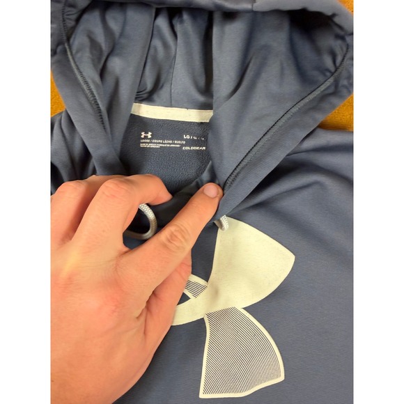 Under Armour Mens ColdGear Loose Fit Hoodie Charcoal Grey Large Pullover Fleece - Picture 4 of 10